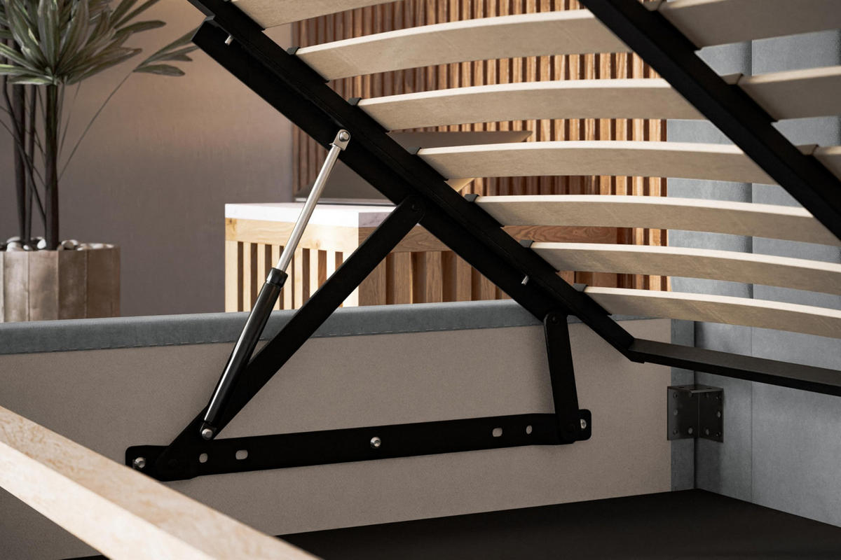 BETT 160x200 - Polsterbett mit Bettkasten und Metallrahmen - Modern Betten - Glatter Kronos-Stoff - Kollektion Sapporo - Grün - Grün, Holz/Textil (160/200cm) - Alpi-Möbel