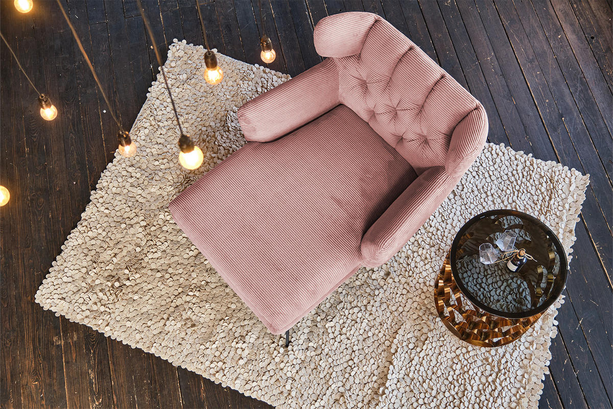 LONGSEAT CHAMRE Rosé - Schwarz/Rosa, Textil/Metall (130/95/160cm) - KAWOLA