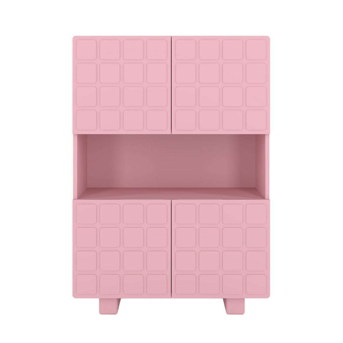 HIGHBOARD Cubo Long, Geometrische 3D Fronten, 85 x 120 cm, Rosa - Hellrosa, Holz/Holzwerkstoff (84.3/120/41.8cm) - Skandica