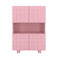 HIGHBOARD Cubo Long, Geometrische 3D Fronten, 85 x 120 cm, Rosa - Hellrosa, Holz/Holzwerkstoff (84.3/120/41.8cm) - Skandica