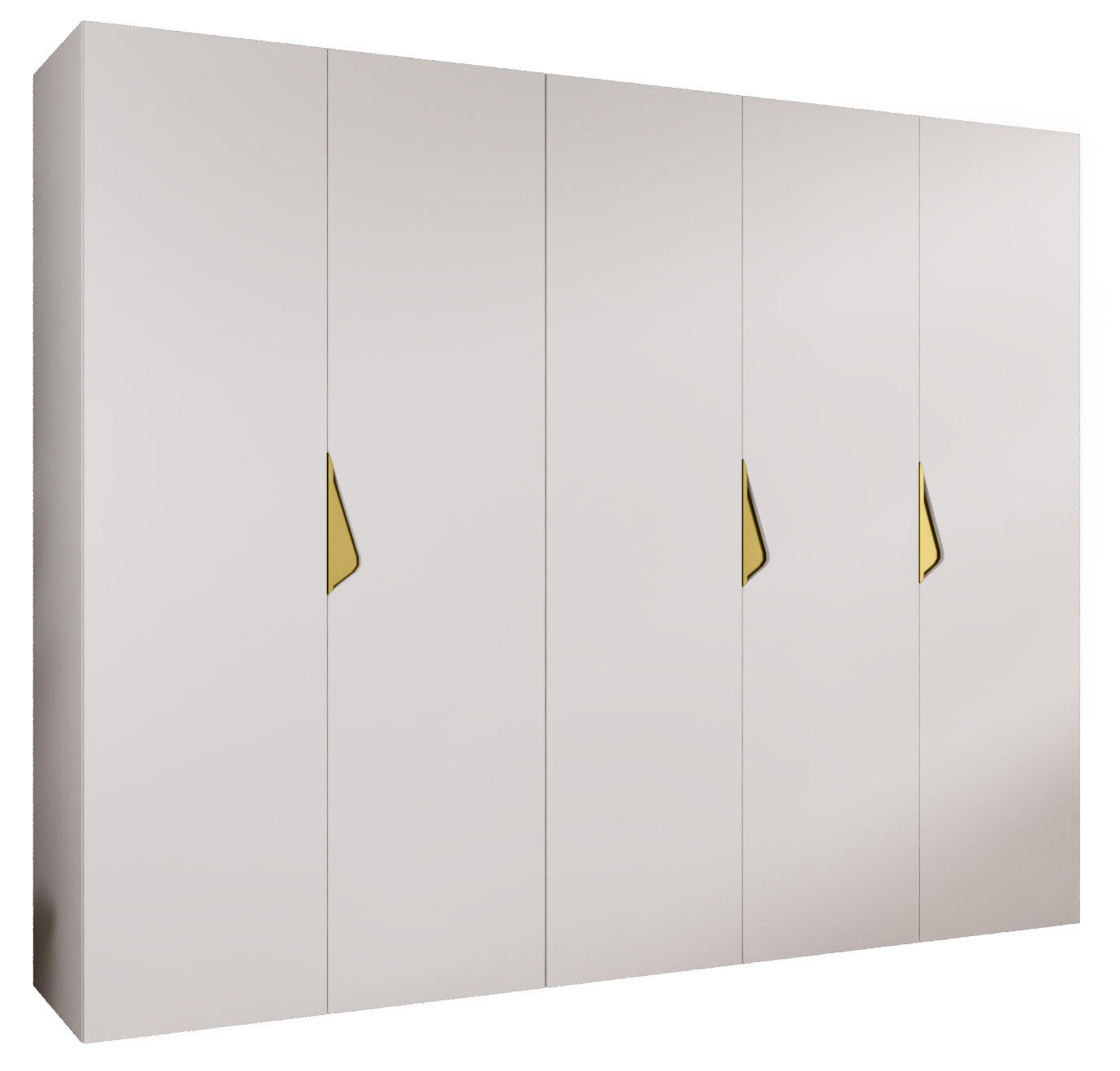 DREHTÜRENSCHRANK 202/250/52 5-türig - Goldfarben/Weiß, Holz/Metall (250/202/52cm) - Abiks Möbel