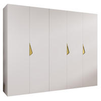 DREHTÜRENSCHRANK 202/250/52 5-türig - Goldfarben/Weiß, Holz/Metall (250/202/52cm) - Abiks Möbel