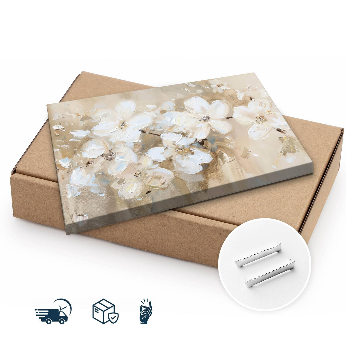 LEINWANDBILD Blumen Pflanzen Malarei 120x80 - Beige/Braun, Textil (120/80cm) - Muralo