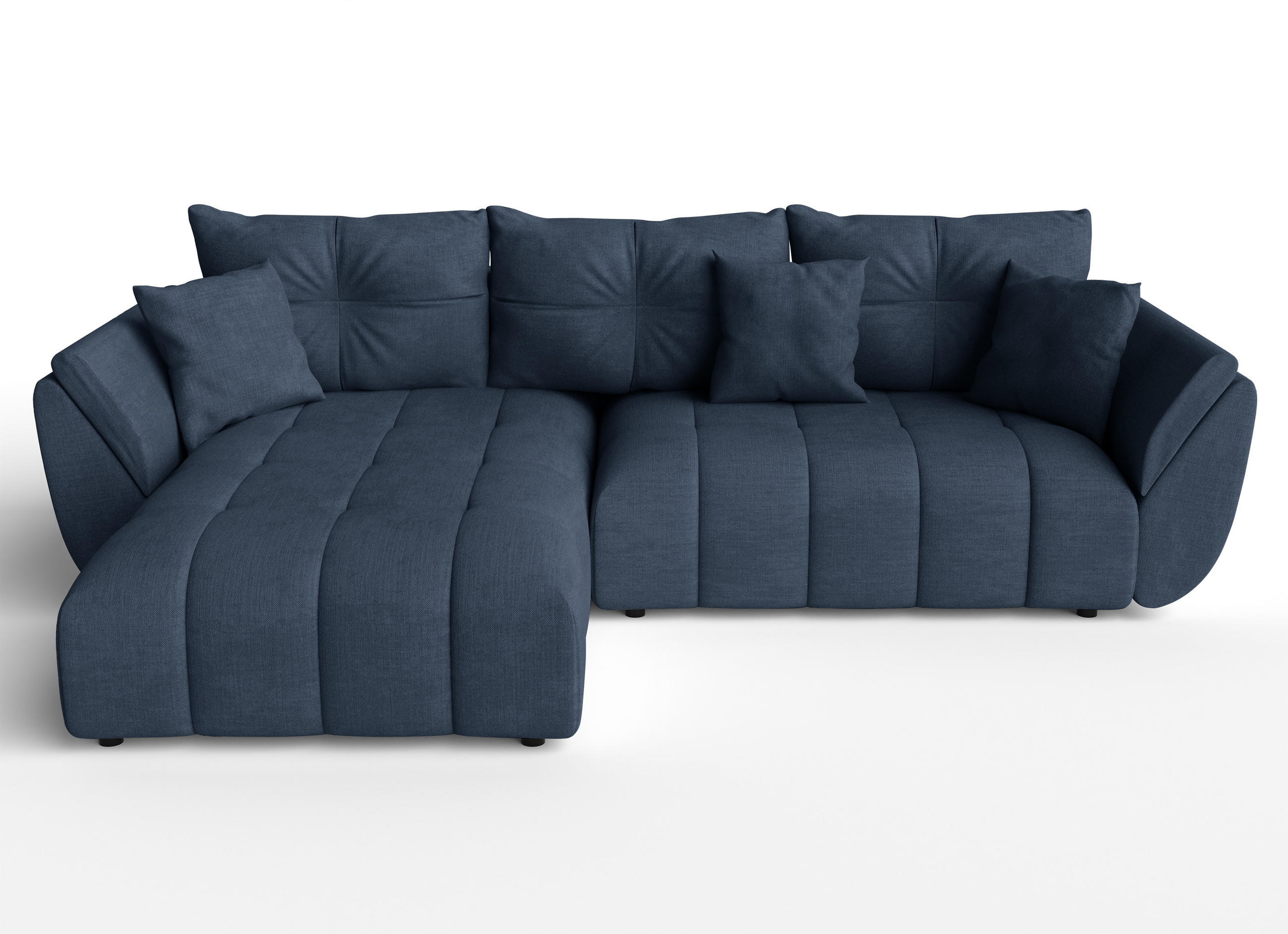 ECKSOFA L Form Verciani Blau 266/190/91 cm mit Schlaffunktion - Blau/Schwarz, Kunststoff/Textil (266/190cm) - AX Living