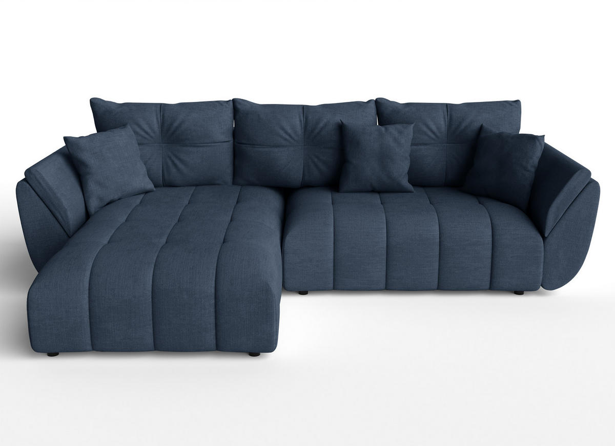 ECKSOFA L Form Verciani Blau 266/190/91 cm mit Schlaffunktion - Blau/Schwarz, Kunststoff/Textil (266/190cm) - AX Living