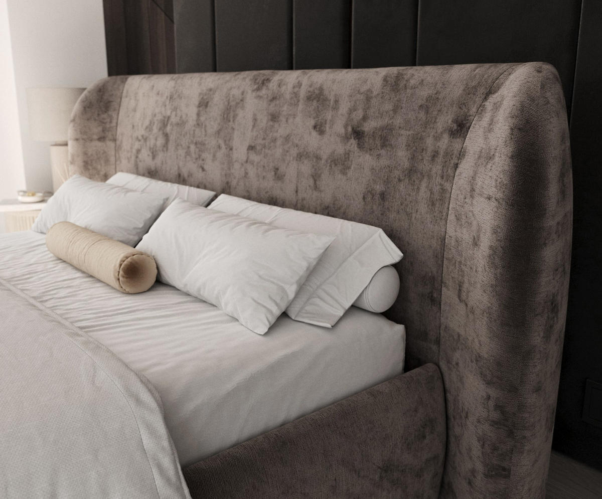 POLSTERBETT Bellano mit Stauraum 160/200 cm Braun im Lotta Stoff - Schwarz/Naturfarben, Holz/Holzwerkstoff (160/200cm) - AltaBeds