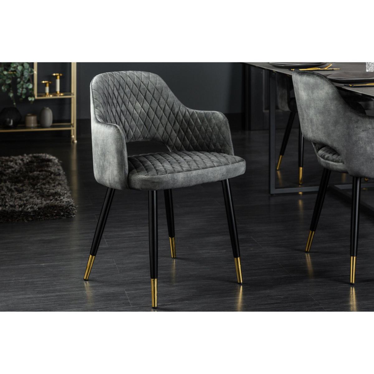 STUHL PARIS Samt Grün - Grün, Textil (56/81/57cm) - riess-ambiente