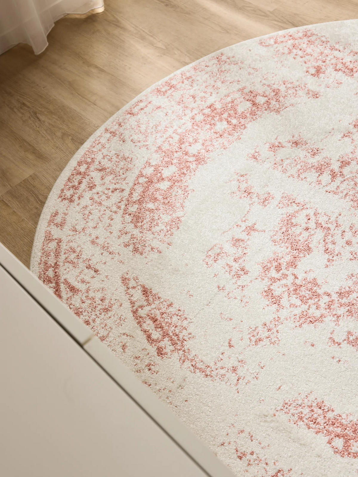 VINTAGE-TEPPICH Sia ø 120 cm rund - Creme/Rosa, Kunststoff (120/120cm) - benuta
