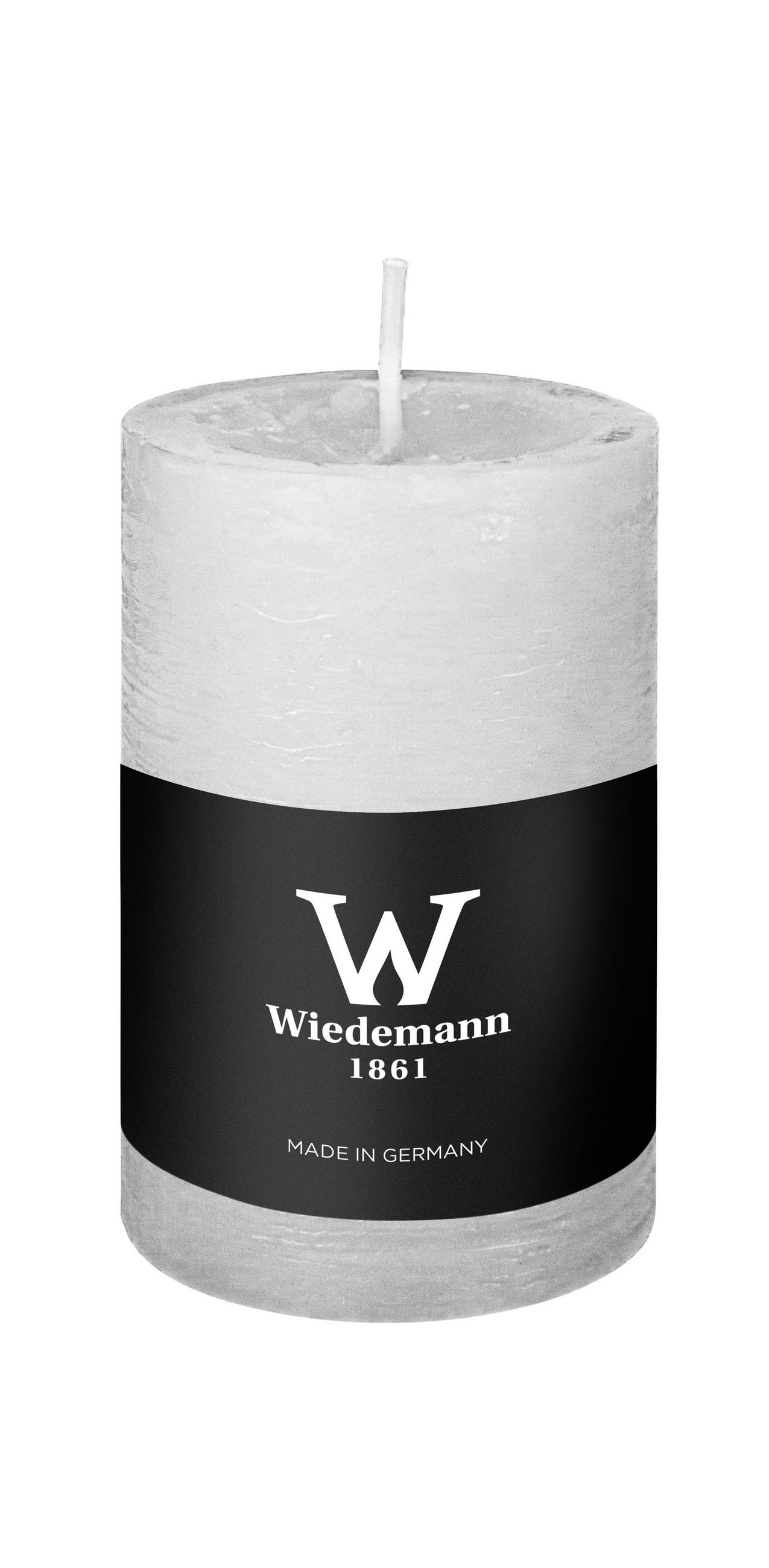 STUMPENKERZE Rustik Marble Style Weiß 90 x Ø 58 mm - Weiß, Paraffin (9cm) - Wiedemann Kerzen