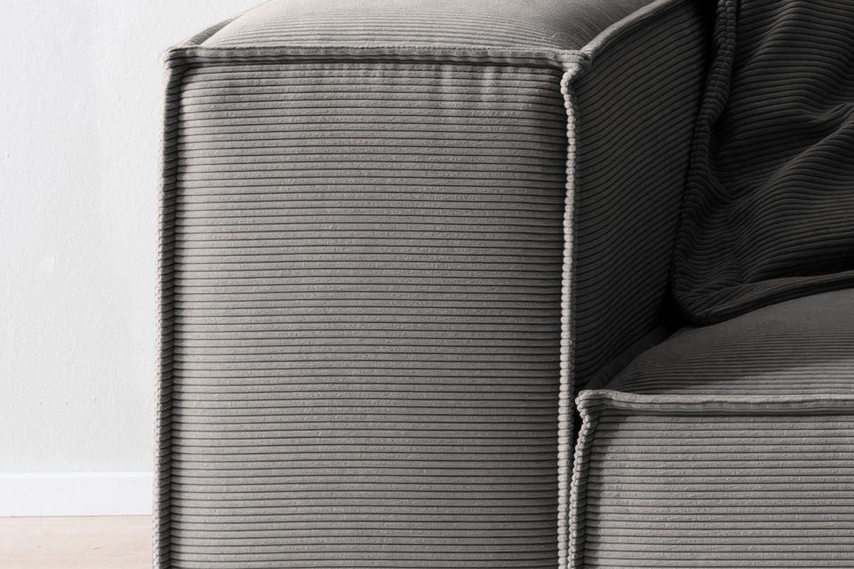 SOFA CARMO Anthrazit Cord - Anthrazit/Schwarz, Kunststoff/Textil (306/68/118cm) - KAWOLA