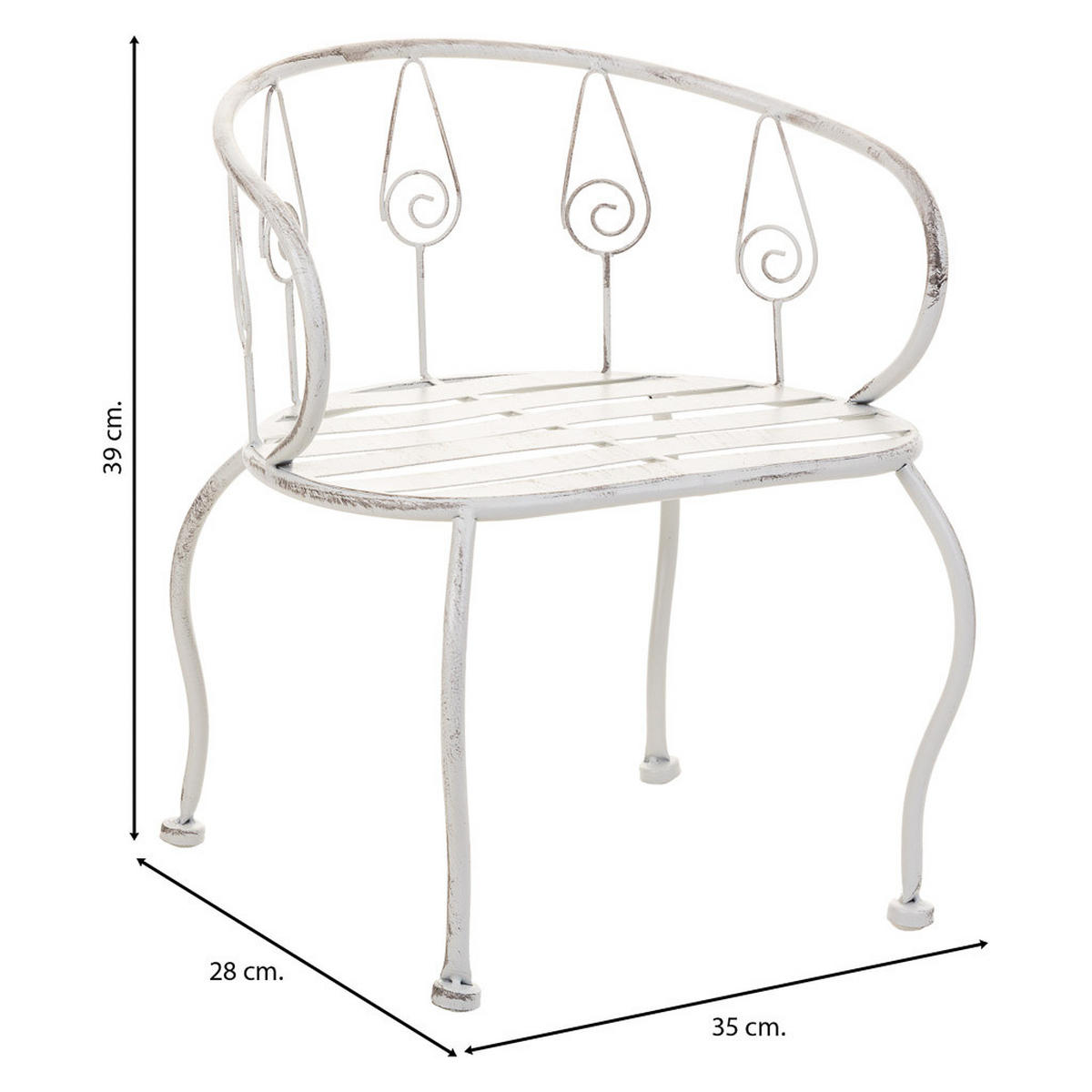 STUHL, weiß, 35x28x39cm - Weiß, Metall (35/39/28cm) - Wanderlust