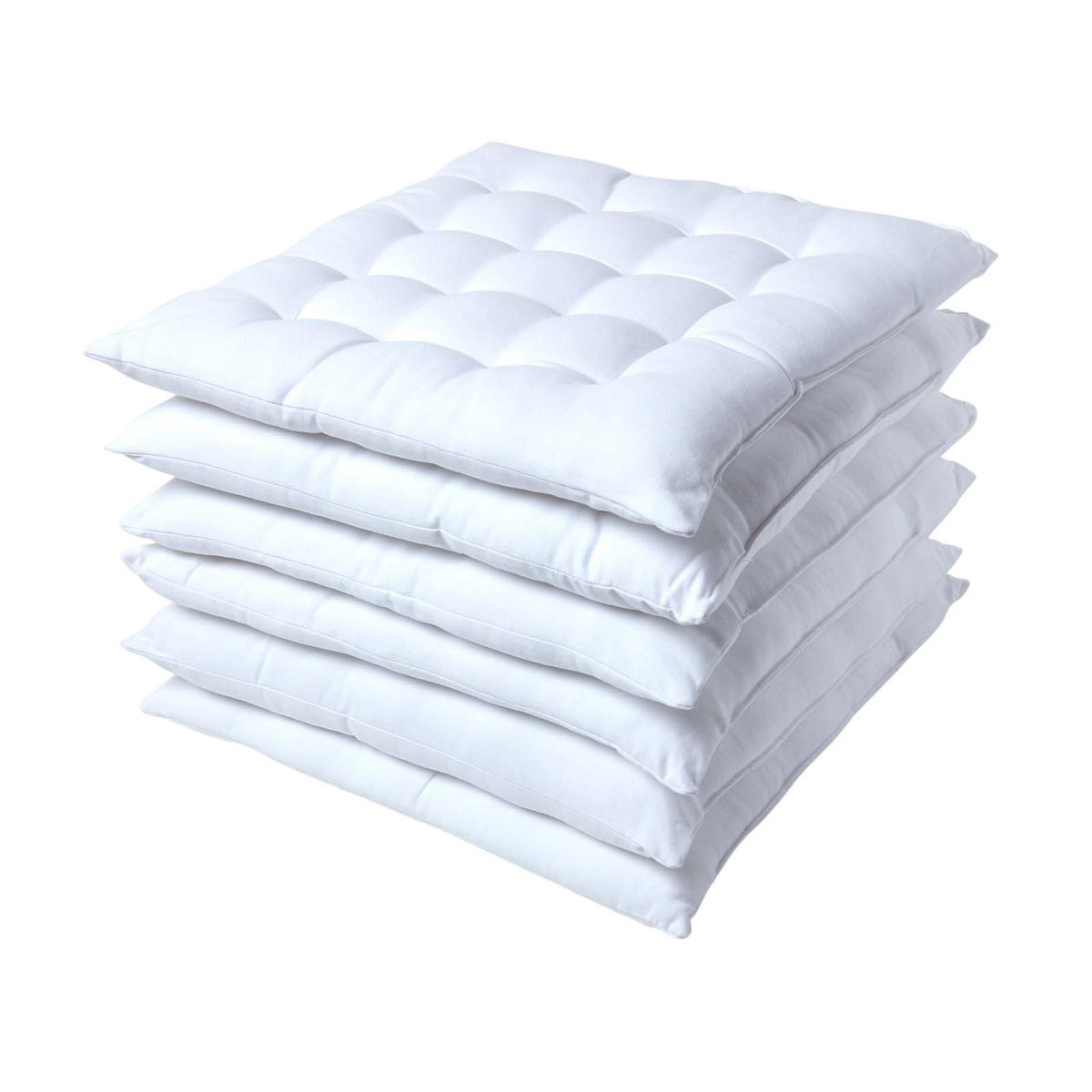 STUHLKISSEN 6er-Set weiß 40/40/6,5 cm - Weiß, Textil (40/40/6.5cm) - Homescapes