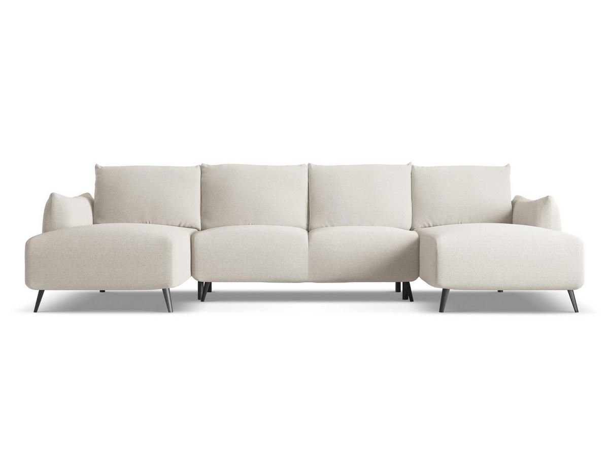 WOHNLANDSCHAFT Chenille Stoff Grau - Silberfarben/Schwarz, Textil/Metall (317/86/162cm) - Makamii