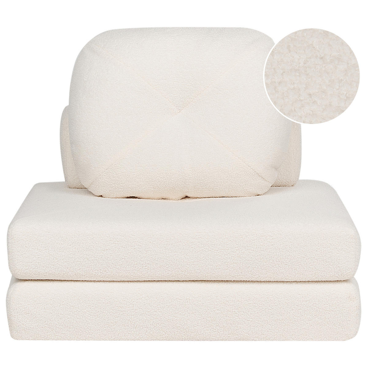 1-SITZER BODENSOFA Bouclé weiß mit Schlaffunktion Olden - Weiß, Textil (81/54/91cm) - Beliani