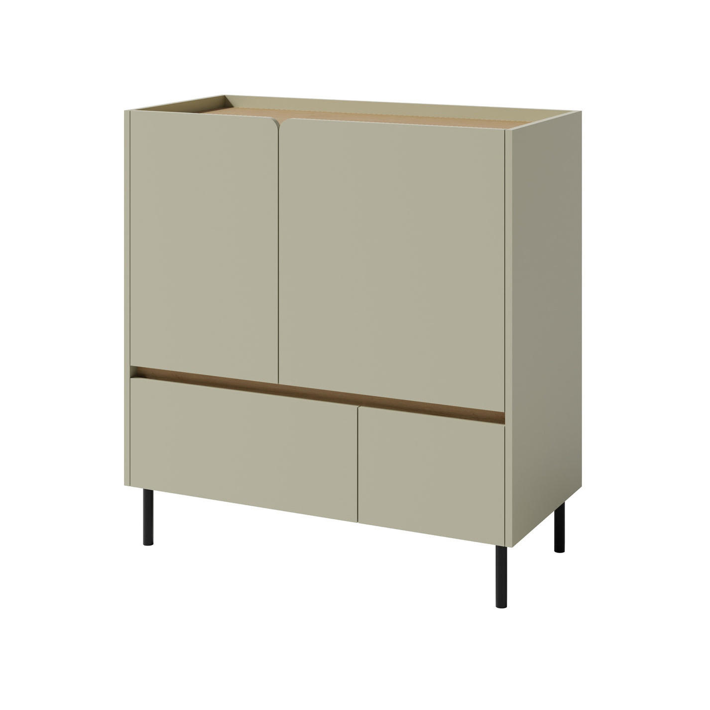 KOMMODE Lico mit 2 Schubalden und 2 Türen, Eukalyptus - Eukalyptusholzfarben, Holzwerkstoff (95/105/40cm) - Beautysofa