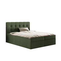 BOXBETT Mit Matratze Und Bettkasten, LUDANO Stoff Sydney Grün 160x200 cm H2-Pocket - Grün, Holz (160/200cm) - Kaiser Möbel