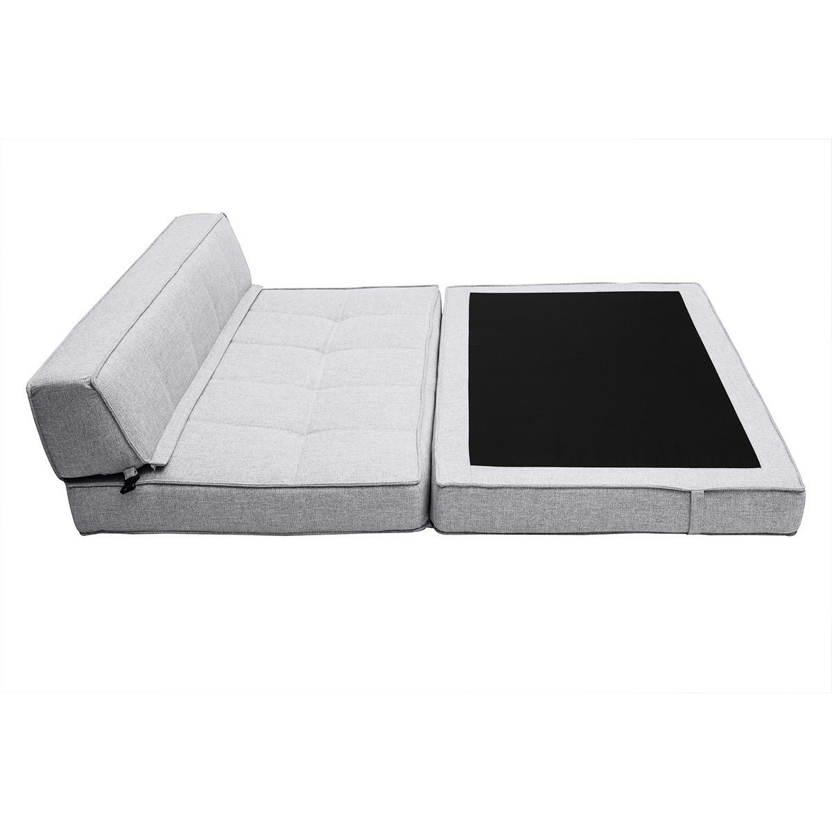 2-SITZER Schlafsessel Hellgrauer Stoff KATY - Hellgrau, Textil (81/51/132cm) - Miliboo