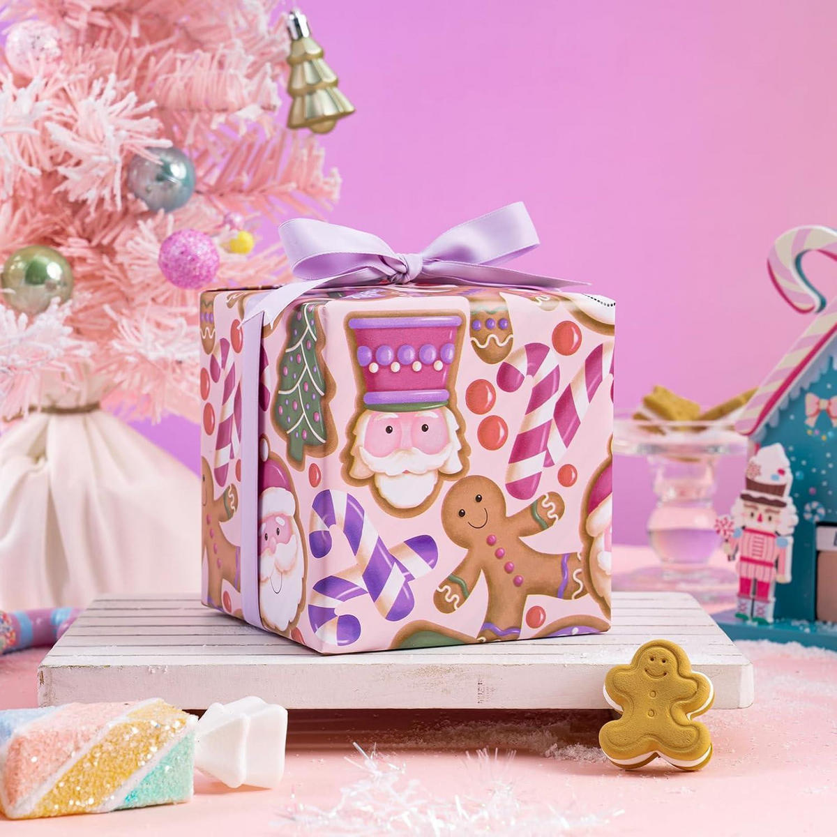GESCHENKPAPIERROLLE 3-teiliges Set Rosa-Blau 43,2 cm x 3,05 m - Multicolor, Papier (43.2/0.1/305cm)