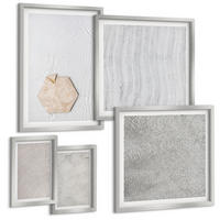 BILDER SET 5er Set - 50x50 cm & 20x30 cm & 40x60 cm Silberner Rahmen - Leichte Boho-Sandtexturen - Silberfarben, Kunststoff (40/60cm) - TULUP