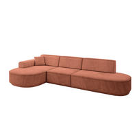 ECKSOFA Ottomane Links MARI-L2-v3 - 328x171x83 cm Koralle Velours - Koralle/Schwarz, Holzwerkstoff/Kunststoff (328/171cm) - ALTDECOR