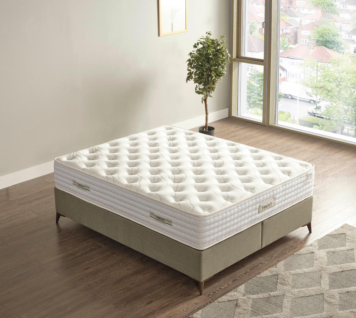 POLSTERBETT-SET Vegan 180x200 Grün - Bett inkl. Matratze - Grün, Metall (180/200cm) - Villa Möbel
