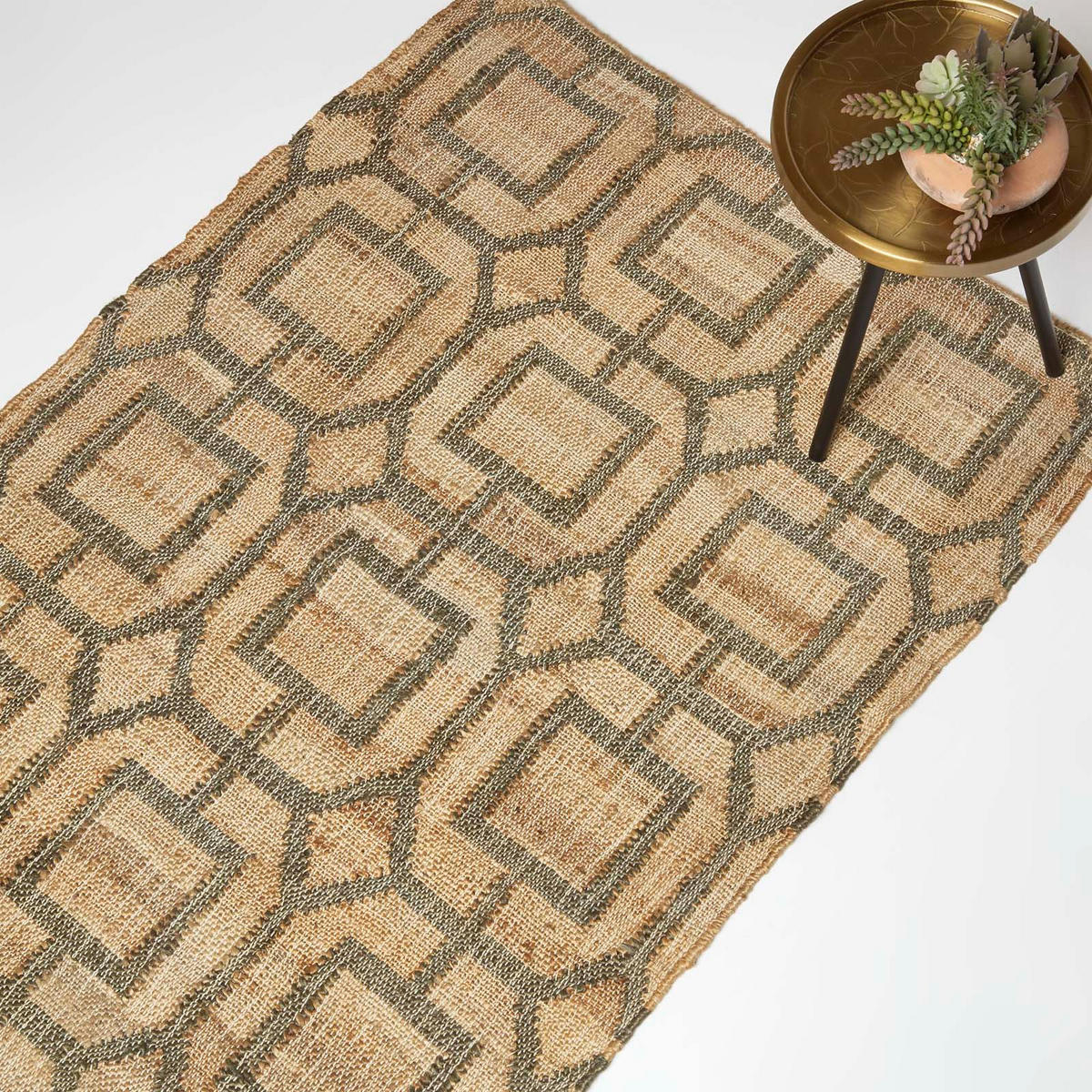 JUTETEPPICH Tiran geometrisch gemustert 90/150 cm - Grau, Naturmaterialien (90/150cm) - Homescapes
