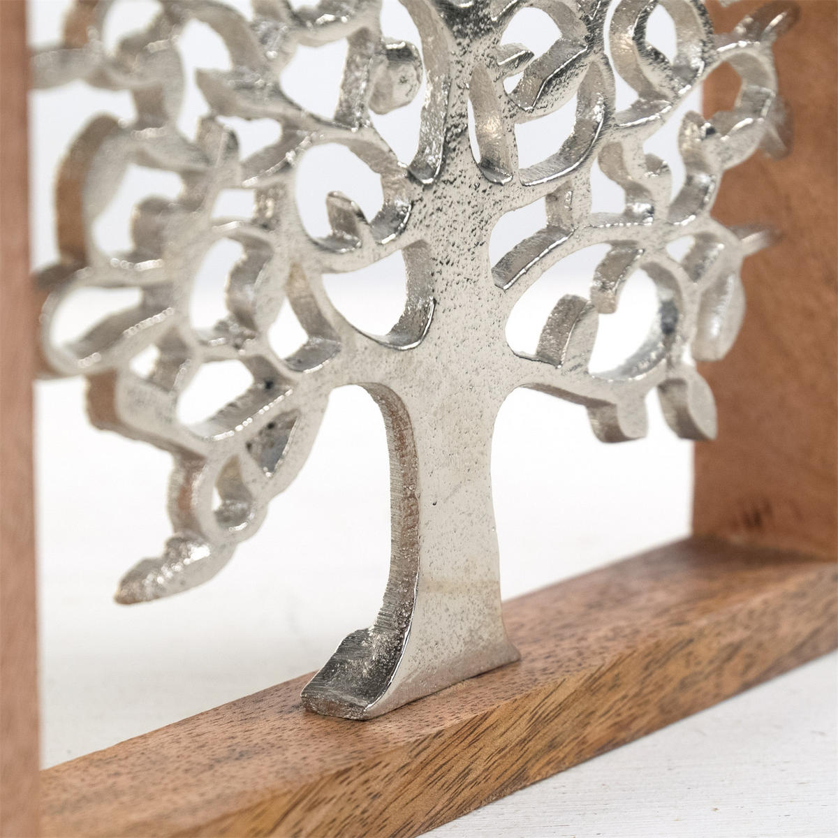 WANDBILD Lebensbaum Metall, Mangoholz silber-braun - Silberfarben, Metall (2/20/2cm) - DESIGN DELIGHTS
