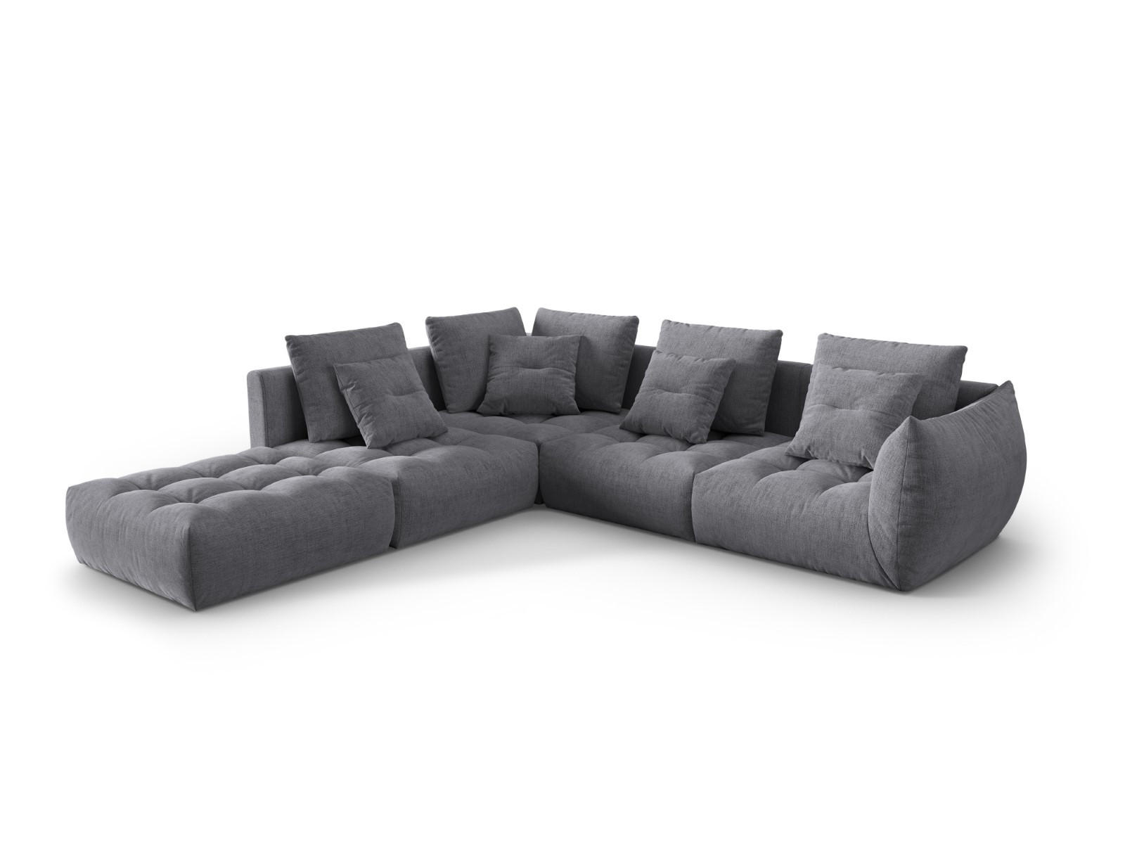 MODULARES-ECKSOFA links Bloom aus strukturiertem Stoff grau 4 Sitzplätze - Grau, Textil (310/316cm) - Micadoni