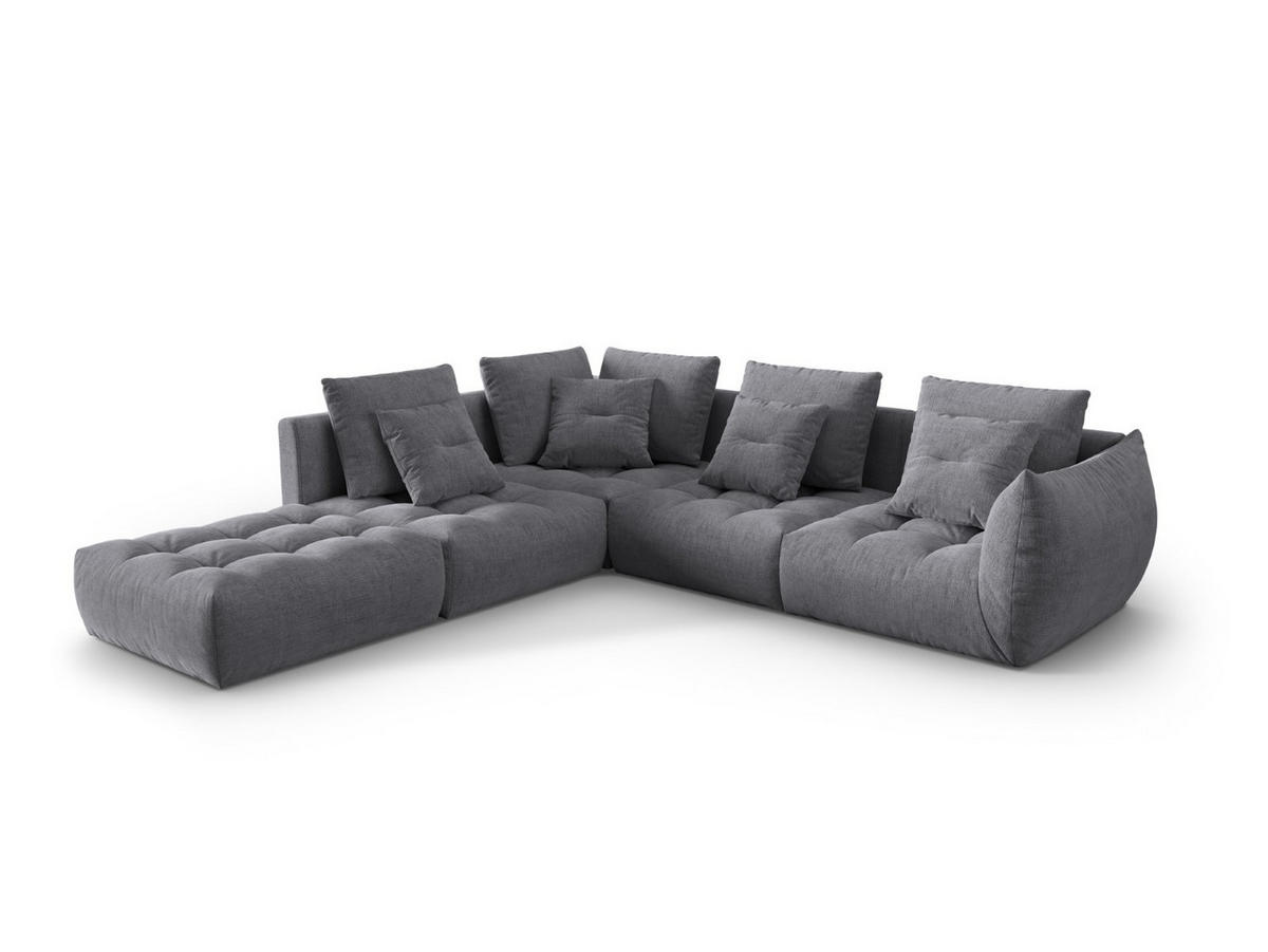 MODULARES-ECKSOFA links Bloom aus strukturiertem Stoff grau 4 Sitzplätze - Grau, Textil (310/316cm) - Micadoni