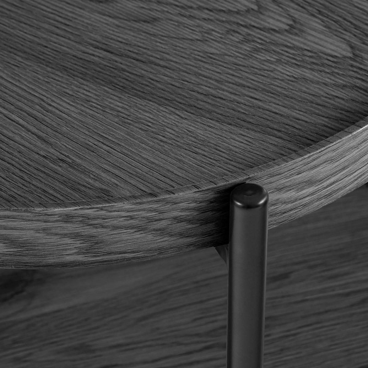 COUCHTISCH Honim Holz Grau Beistelltisch Rund - Grau, Holz (50/50/40cm) - DELUKE