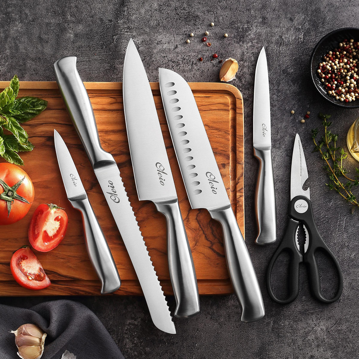 MESSERBLOCK-SET 6-TEILIG - Schwarz, Holz/Metall (1/1/1cm) - Oleio