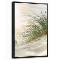 LEINWAND Bilder mit Rahmen - Dünen mit Strandhafer in der Sonne des Nationalparks Schleswig-Holsteinisches Wattenmeer - 20x30 - Creme, Textil (20/30cm) - MuchoWow