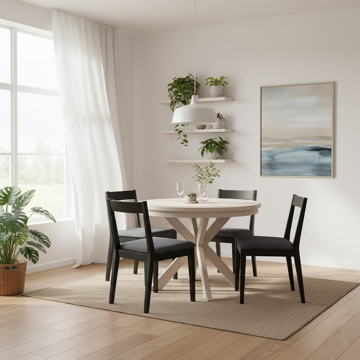 STUHL Moden mit schwarzen Holzbeinen, Polsterstuhl, Anthrazit - Anthrazit/Schwarz, Holz (45/84/45cm) - Beautysofa