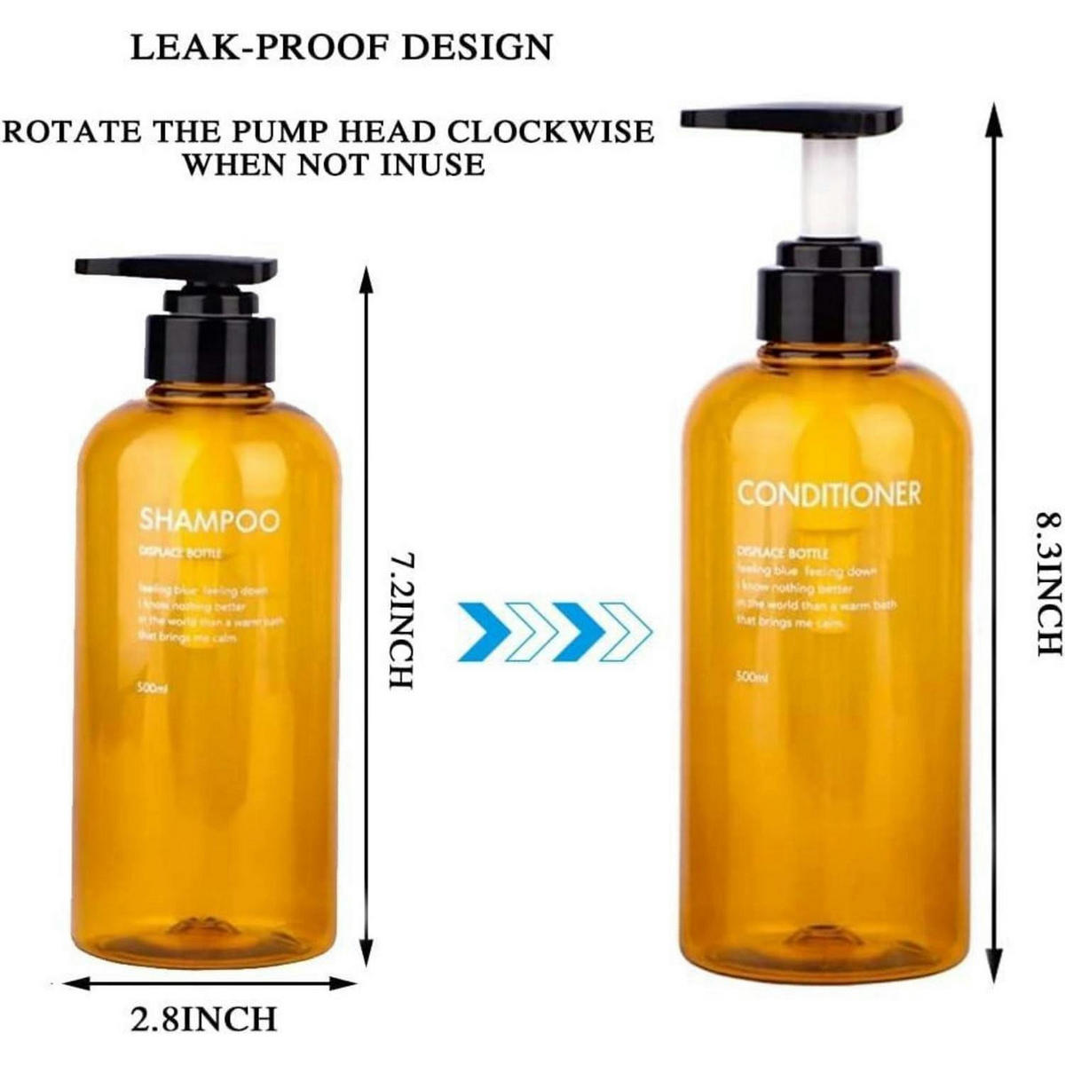 PUMPFLASCHEN-SET 3er-Pack 500ml Bernstein - Braun, Kunststoff (5/5/10cm)