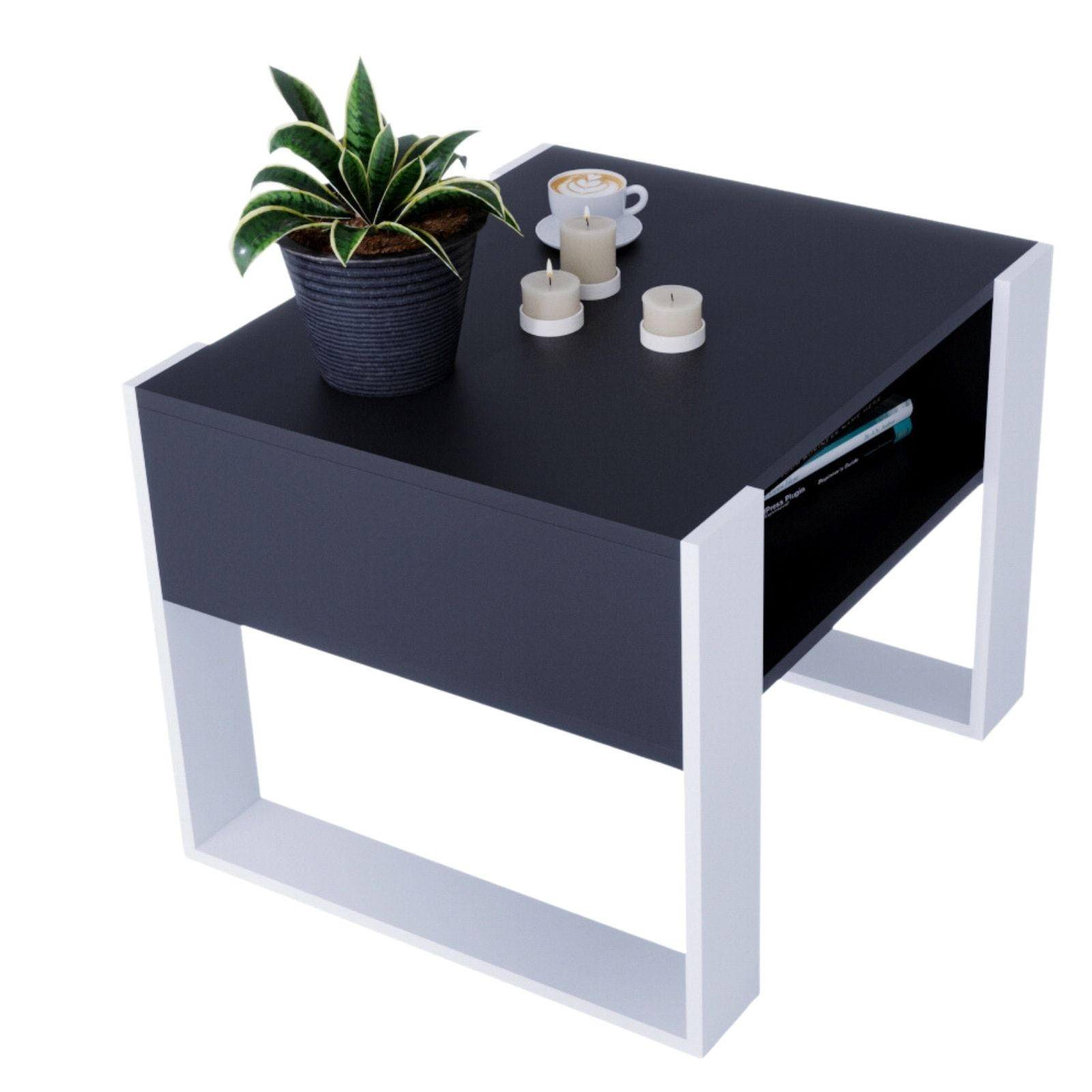 COUCHTISCH Karo65 65/45/53,6 - Schwarz/Weiß, Holzwerkstoff (54/65/45cm) - RAUMHIRSCH FURNITURE