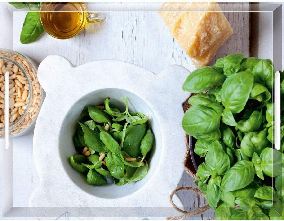 SERVIERPLATTE Basilikum Grün - Weiß/Grün, Kunststoff (31/8/40cm) - Emsa