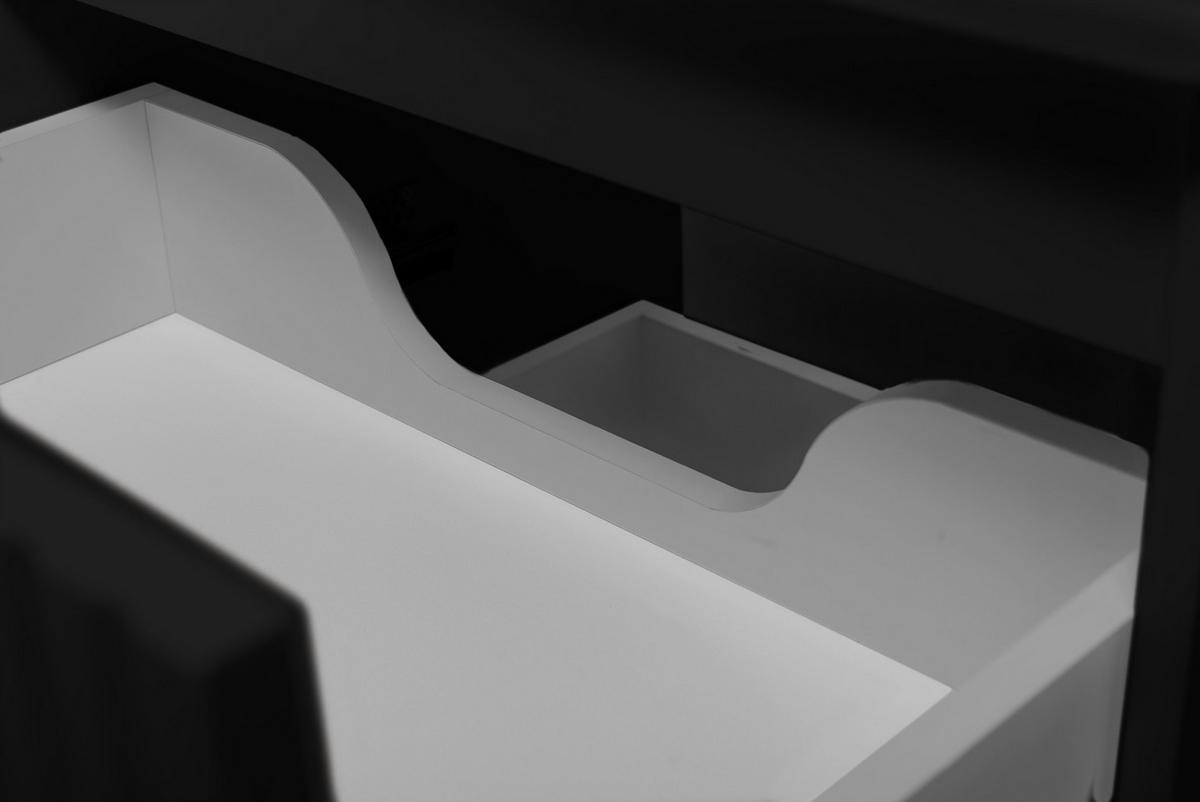 WASCHBECKUNTERSCHRANK FLOW + Platte Schwarz matt 140/57/46 cm - Schwarz, Holzwerkstoff (140/57/46cm) - Rodan