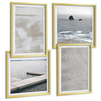 BILDER SET 4er Set - 50x50 cm & 40x60 cm Goldrahmen - Abstraktes Design, moderne Texturen - Goldfarben, Kunststoff (50/50cm) - TULUP