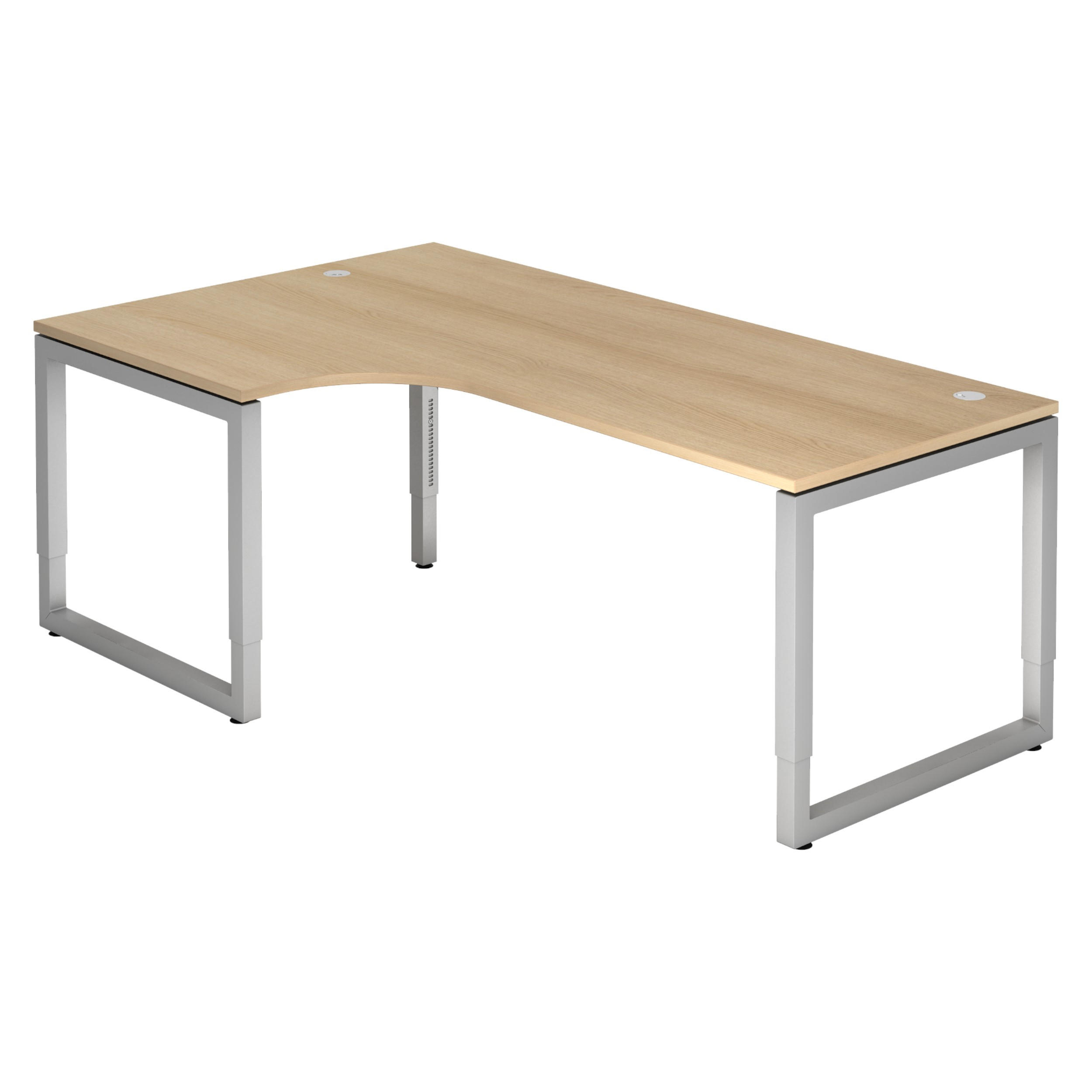 SCHREIBTISCH Serie-R 120/200/74 cm in Eichefarben/Silberfarben - Eichefarben/Silberfarben, Holzwerkstoff (120/200/74cm) - bümö