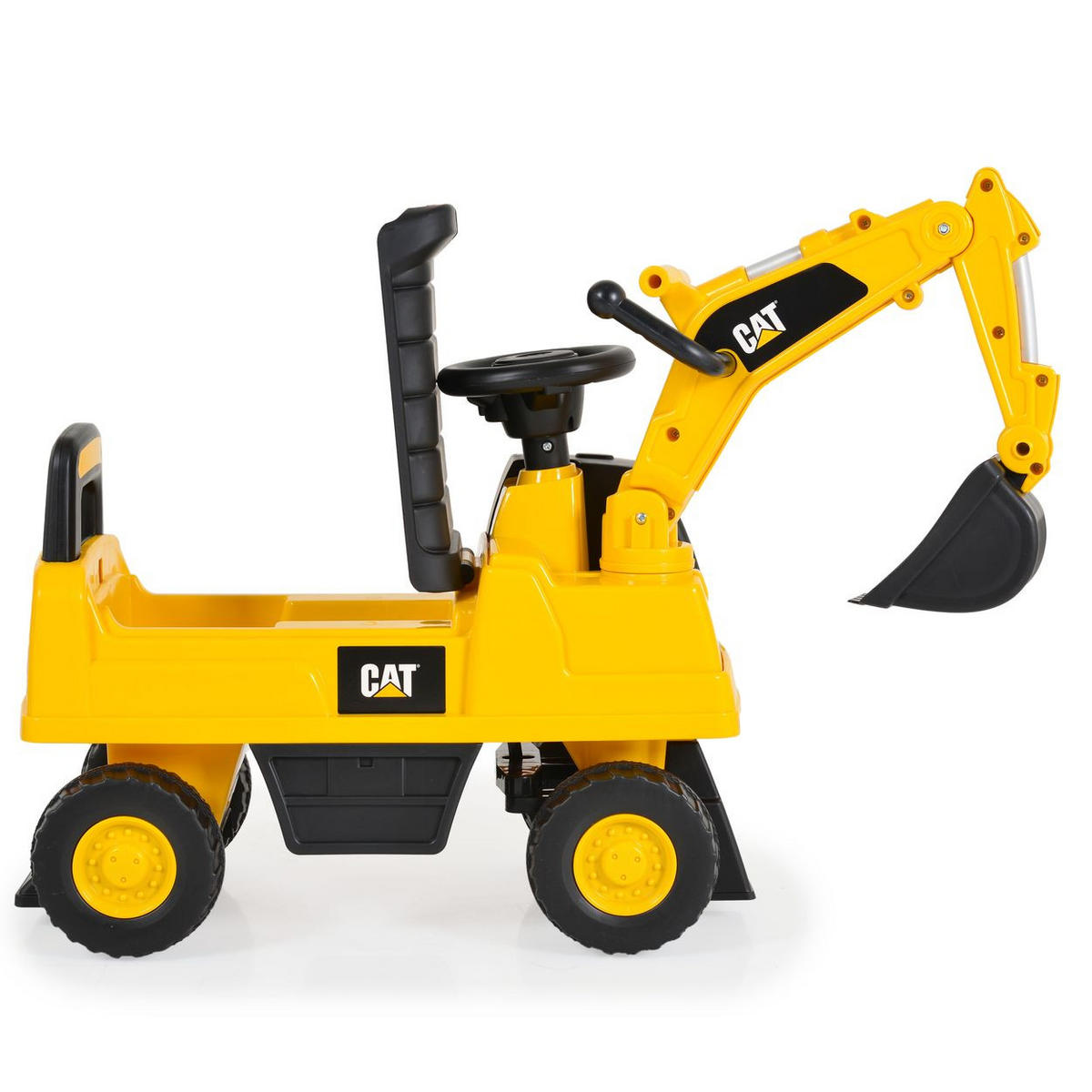 RUTSCHER Bagger CAT Excavator 662 gelb Excavator Schaufel, Staufach, Musik - Gelb, Kunststoff (85/27/47cm) - Moni