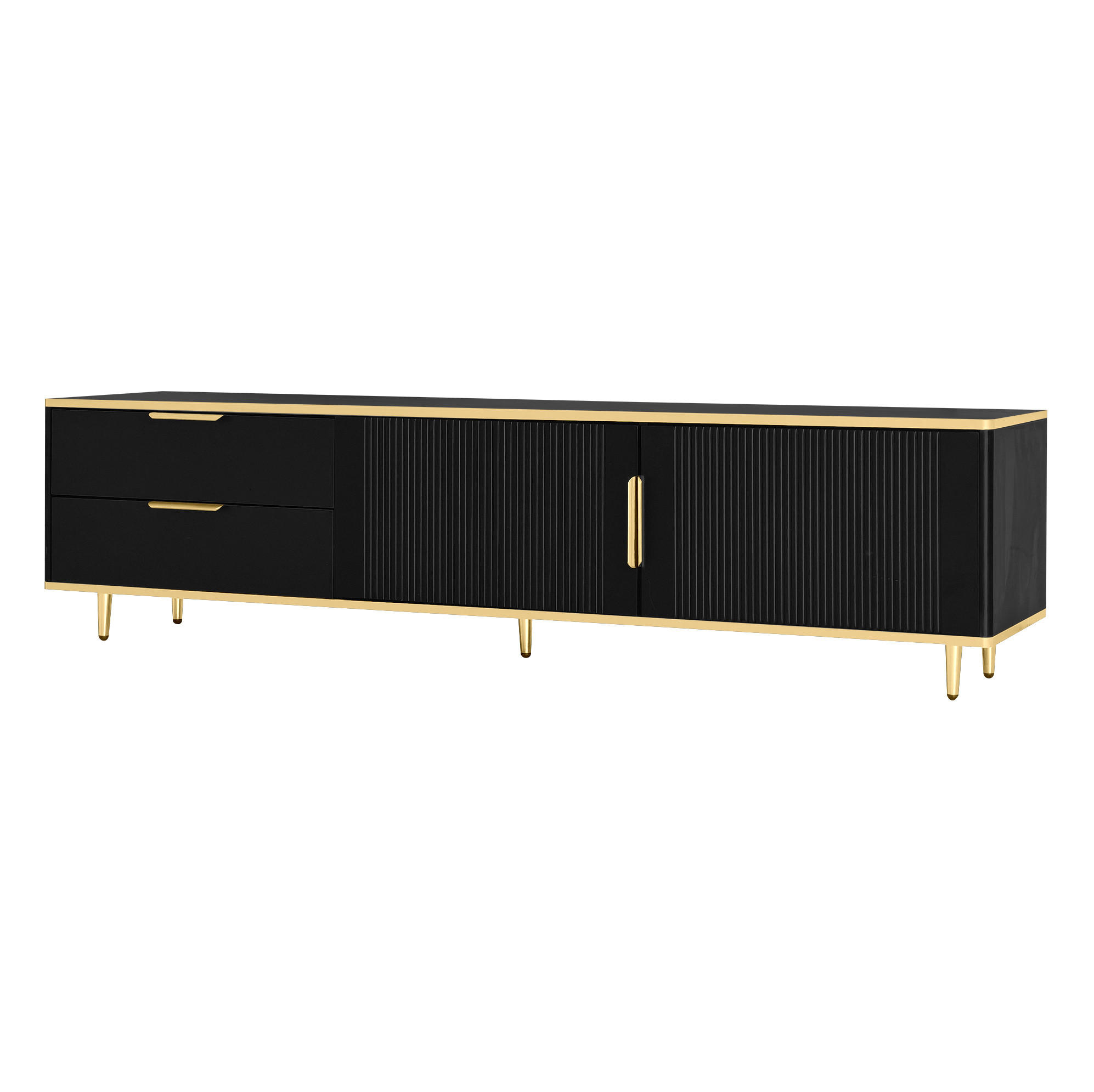 TV-LOWBOARD 170/45/37 cm mit 2 Schubladen und 2 Türen - Schwarz, Holzwerkstoff (175/45/40cm) - BEAOK