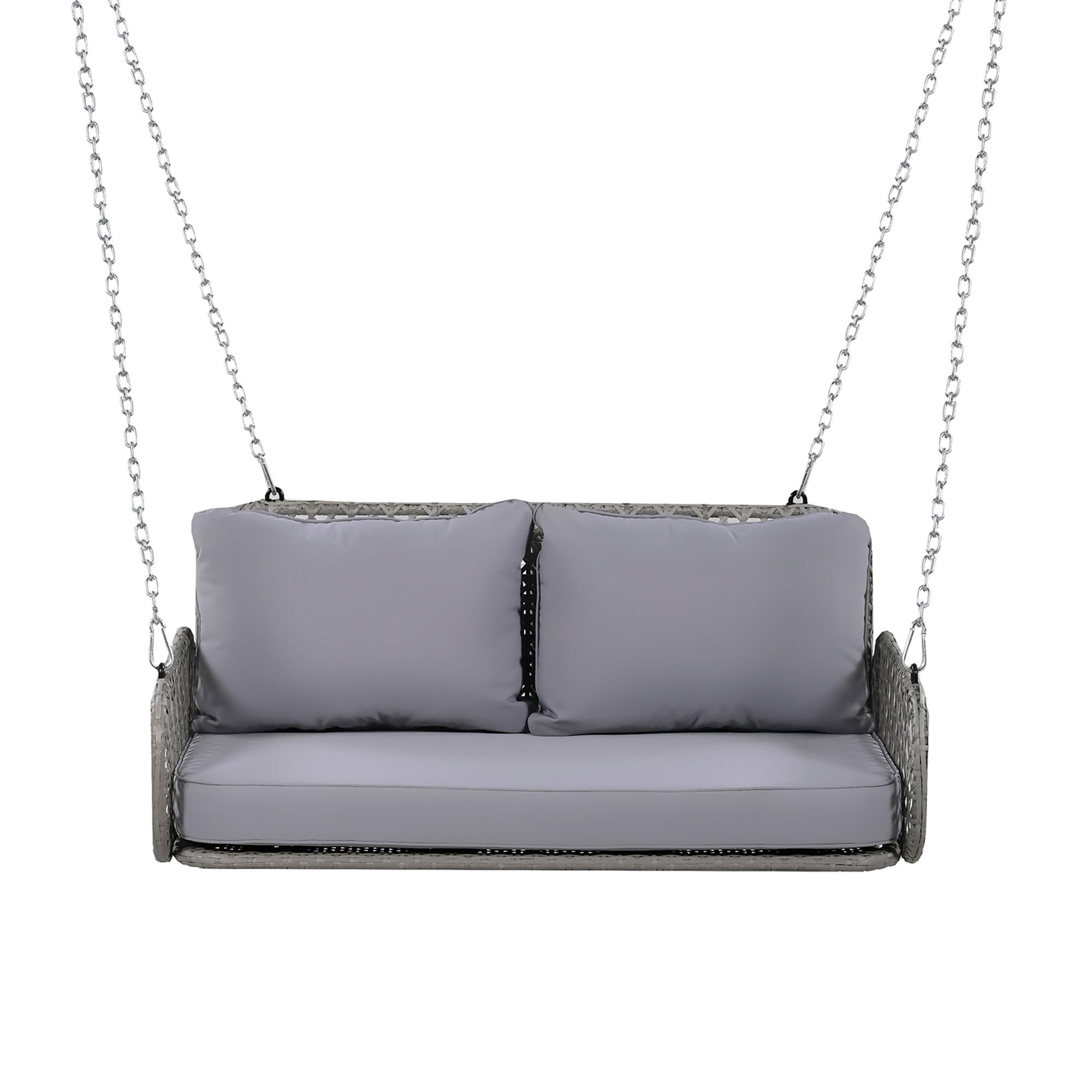 SCHAUKEL 2 Personen Grau PE-Rattan Belastbar 320 kg - Grau, Metall (56/23/113cm) - FLIEKS