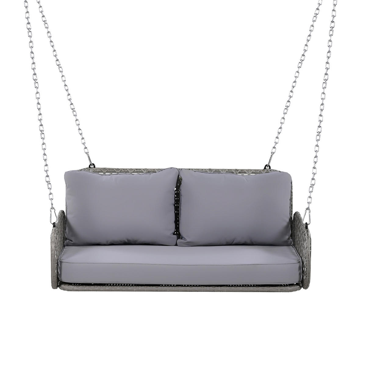 SCHAUKEL 2 Personen Grau PE-Rattan Belastbar 320 kg - Grau, Metall (56/23/113cm) - FLIEKS