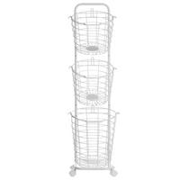KORBSTÄNDER weiß im 3er Set Ayapal - Weiß, Metall (37/123/27cm) - Beliani