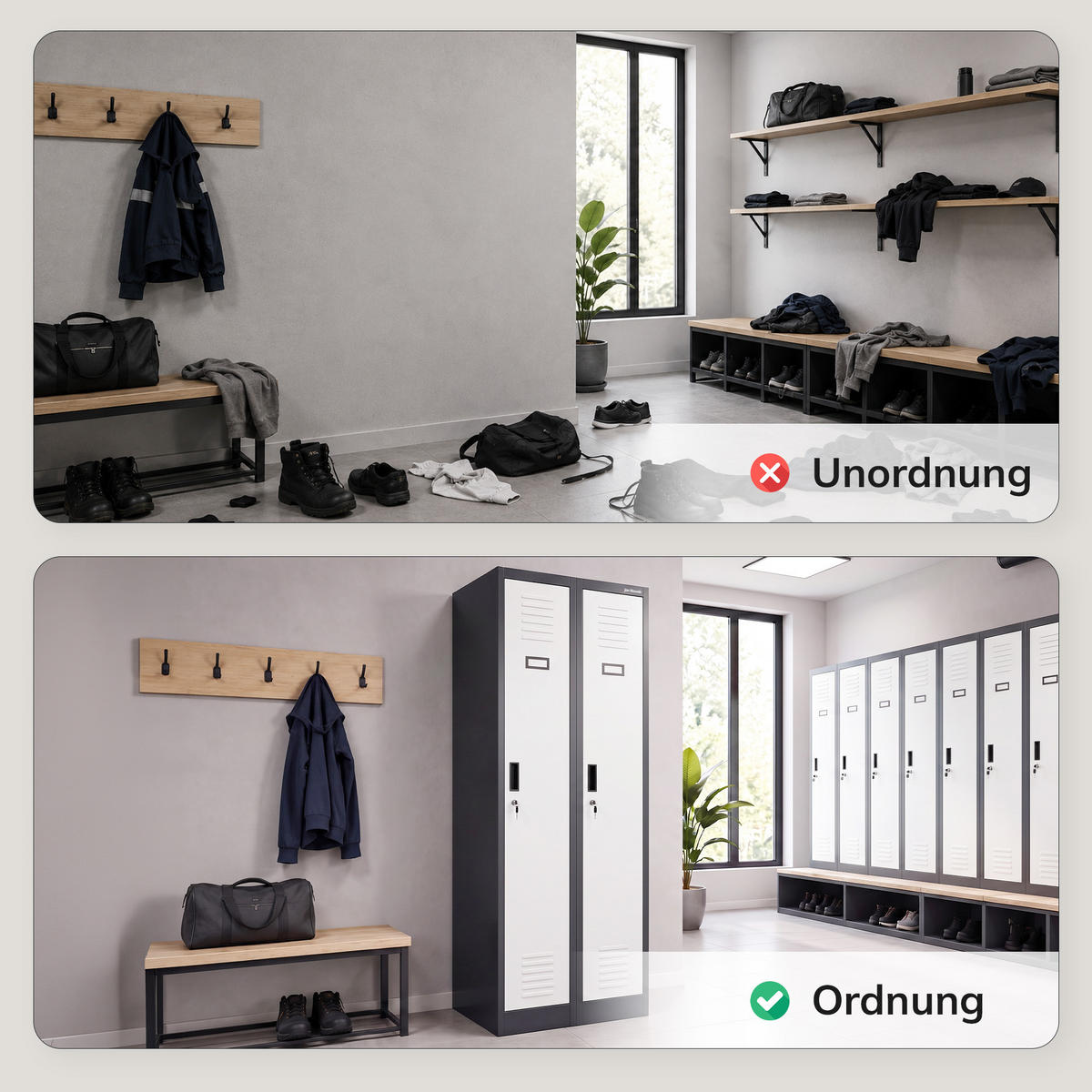 ZWEIFACH-PERSONALSCHRANK KACPER II 180x60x50 cm - Anthrazit/Weiß, Metall (60/180/50cm) - Jan Nowak