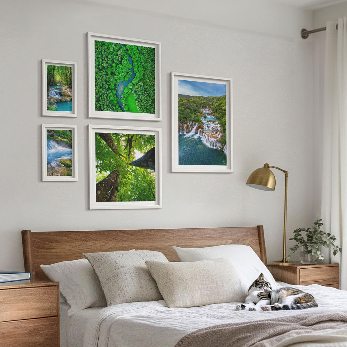 WANDBILDER 5er-Set - 50x50 cm & 20x30 cm & 40x60 cm Weißer Rahmen - Strandwellen, Himmelsbrücke, Spaziergang - Weiß, Kunststoff (40/60cm) - ArtPrintCave