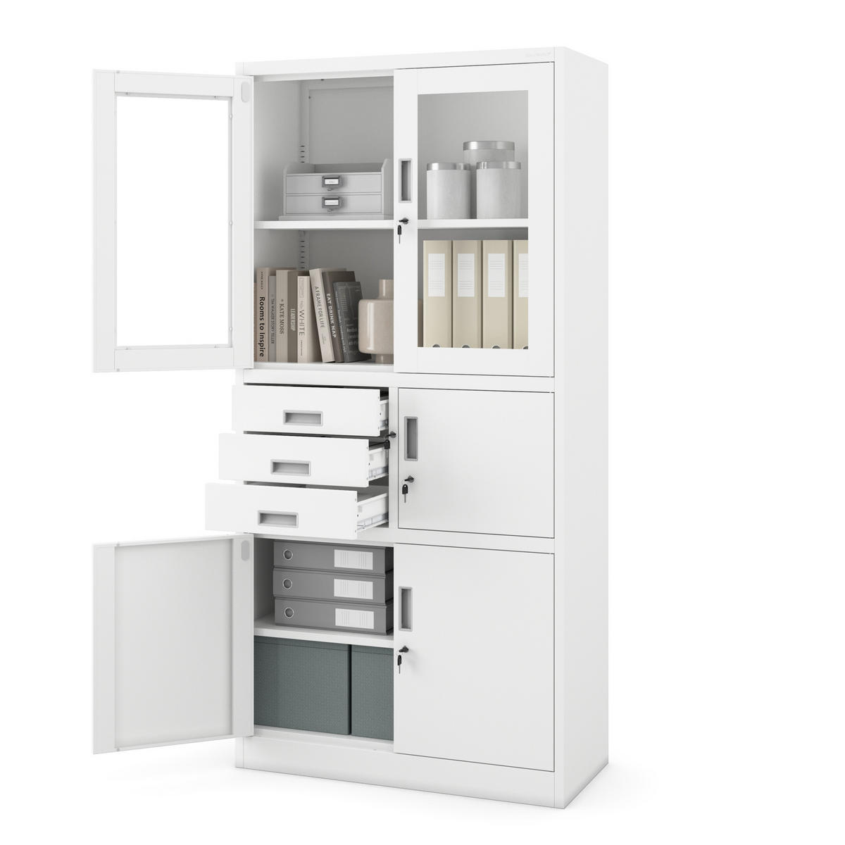 AKTENSCHRANK FILIP - Weiß, Metall (90/185/40cm) - Jan Nowak
