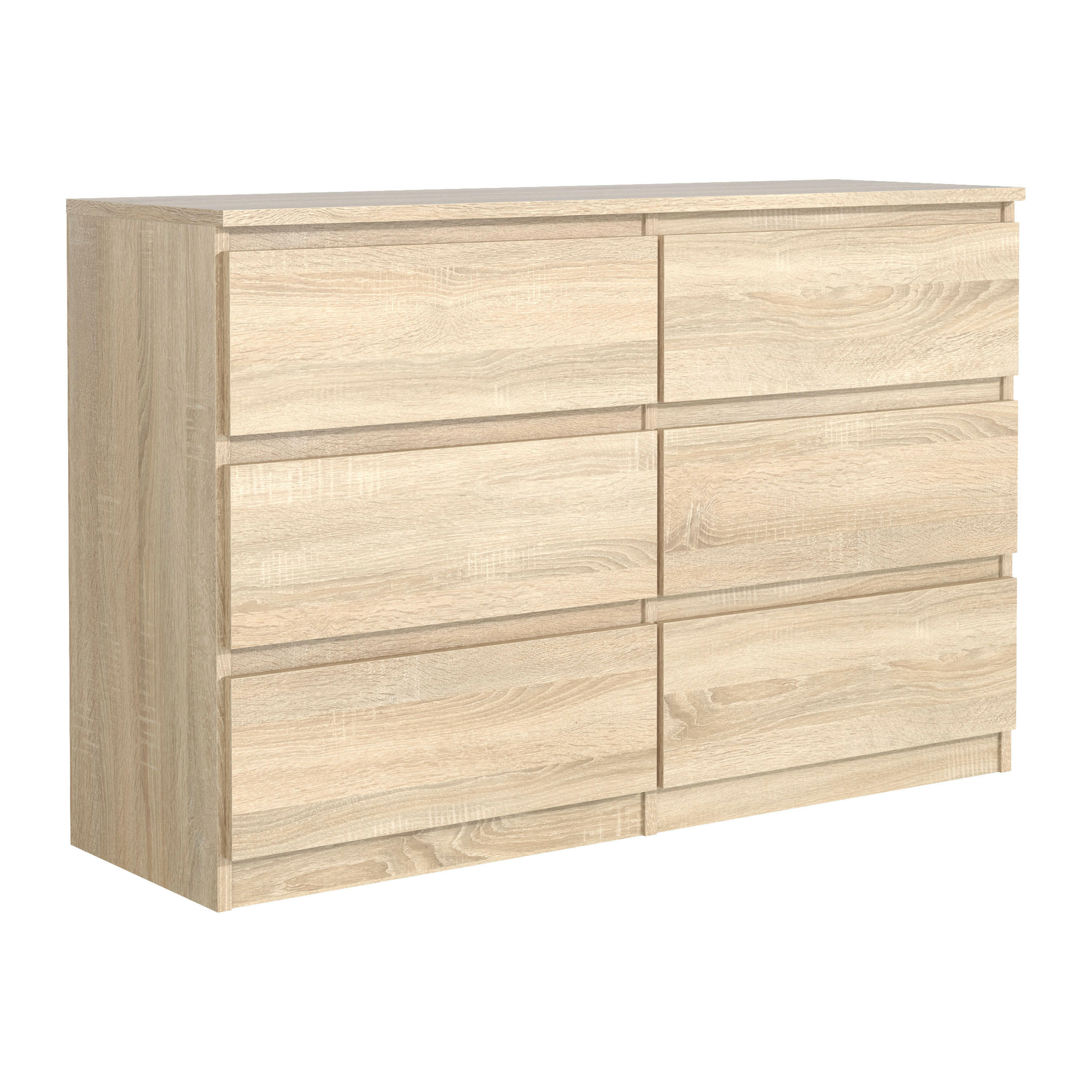 KOMMODE NUDO 138,5/78,5/39cm mit 6 Schubladen Türen Sonoma Eiche - Sonoma Eiche, Holzwerkstoff (138.5/78.5/39cm) - MASSENO