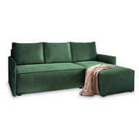 ECKSOFA PERUSI Grün Kordstoff mit Schlaffunktion - Grün, Holz (206/143cm) - MASSENO