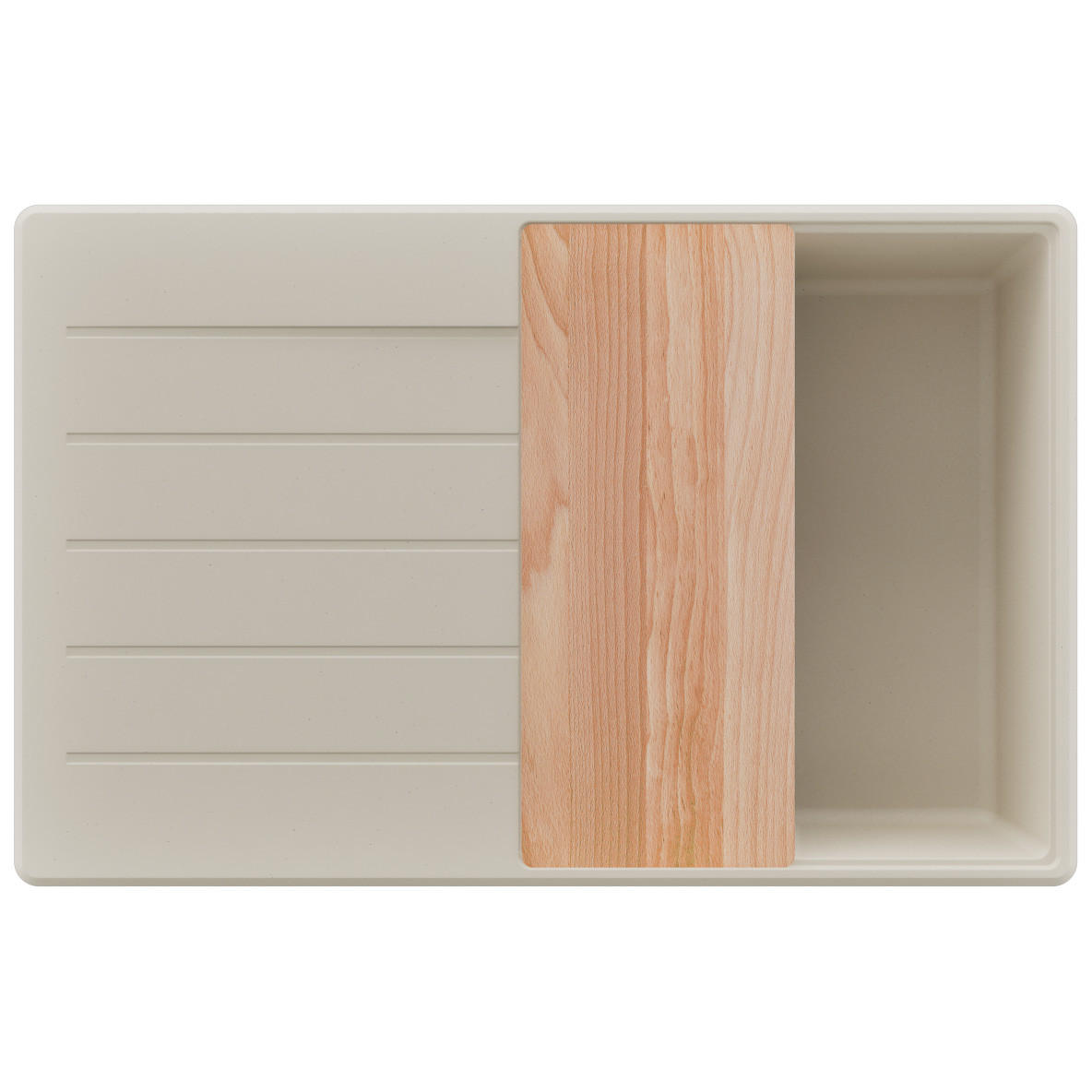 SPÜLBECKEN Kopenhagen, 2-er set Beige 78/50 cm 1 Becken + Ablauf-Set + Schneidebrett ab 50er Unterschrank - Beige, Kunststoff (78/20/50cm) - Primagran